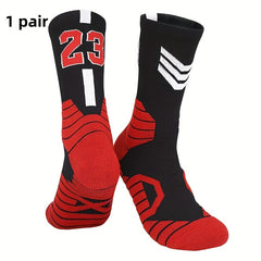 Men's Pro Basketball Mid Calf Socks High Elastic Sweat Absorbing Non Slip
