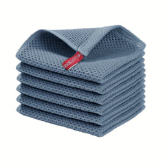 6pcs Waffle Washcloth Dish Towels Absorbent Quick Drying Small Square Towel