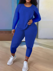 Solid Long Sleeve Top & Leggings Set