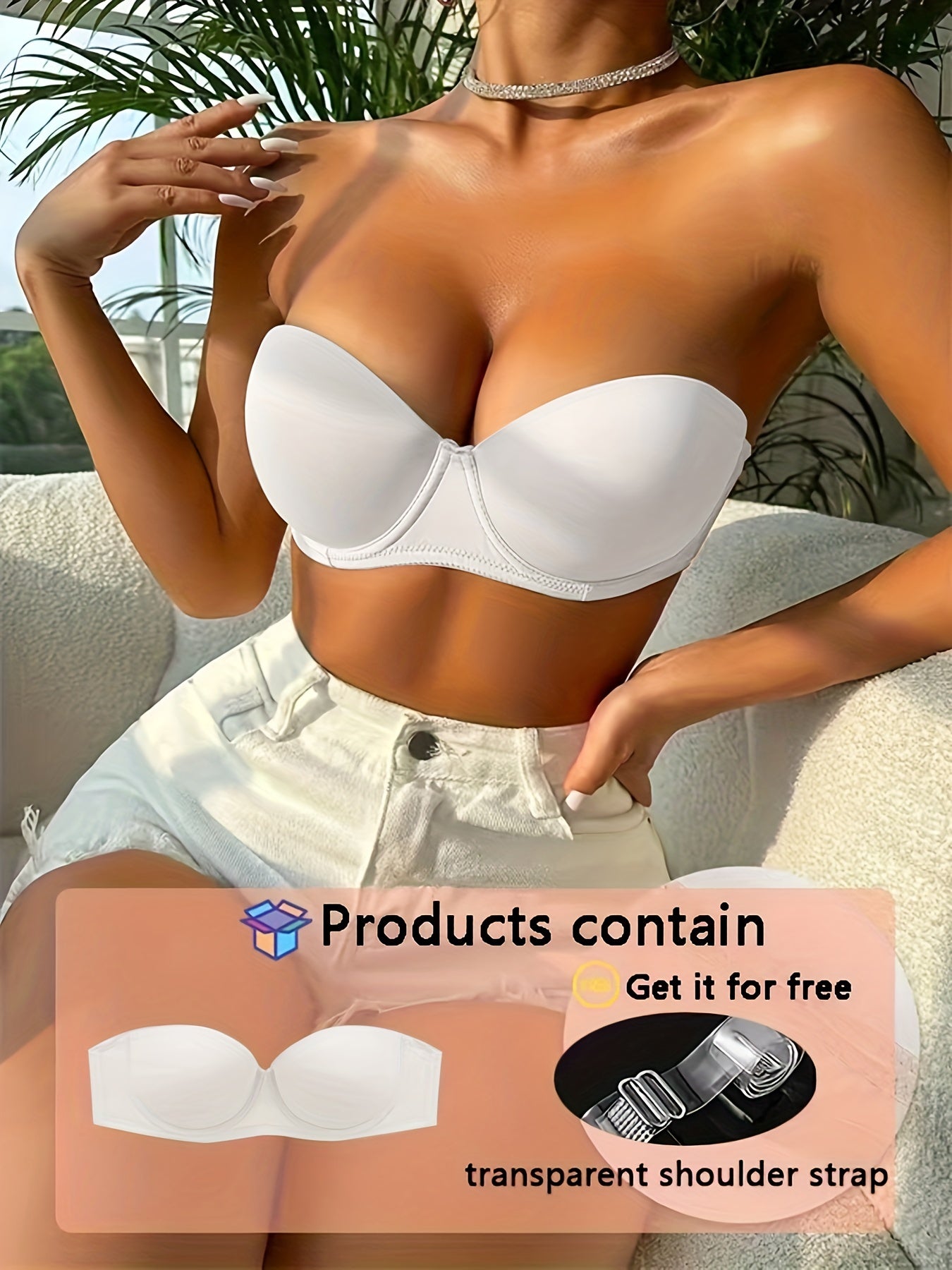 Strapless Solid T Shirt Bra Comfy Push Up Bra Women Lingerie