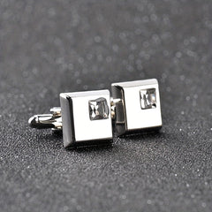 Alloy Men's Shirt Cufflinks with Artificial Diamond Inlay