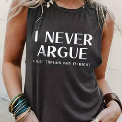 Women's Letter Print Crew Neck Tank Top