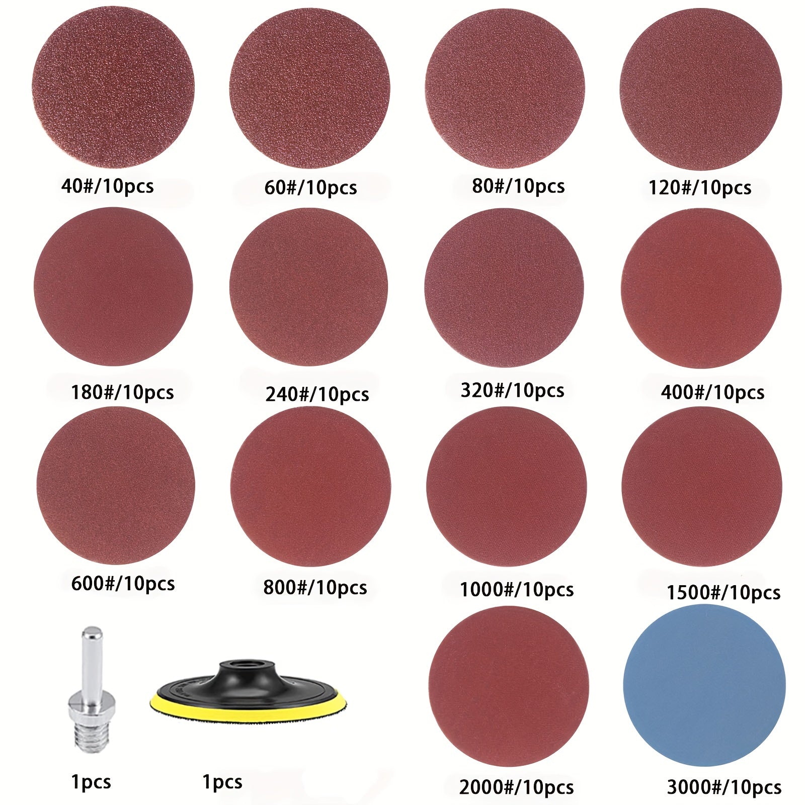 142pcs 4 Inch Hook And Loop Sandpaper Set for Drills and Sanders