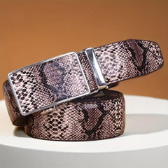 Snakeskin Automatic Buckle Leather Belt Cowhide Business Belt For Men