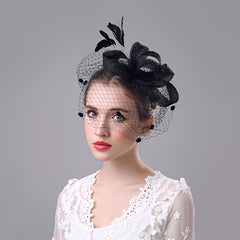 Women Vintage Hats 20s Fascinator Hat Feather Mesh Veil Fascinator Hat Feathers