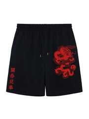 Men's Dragon Graphic Elastic Waist Shorts