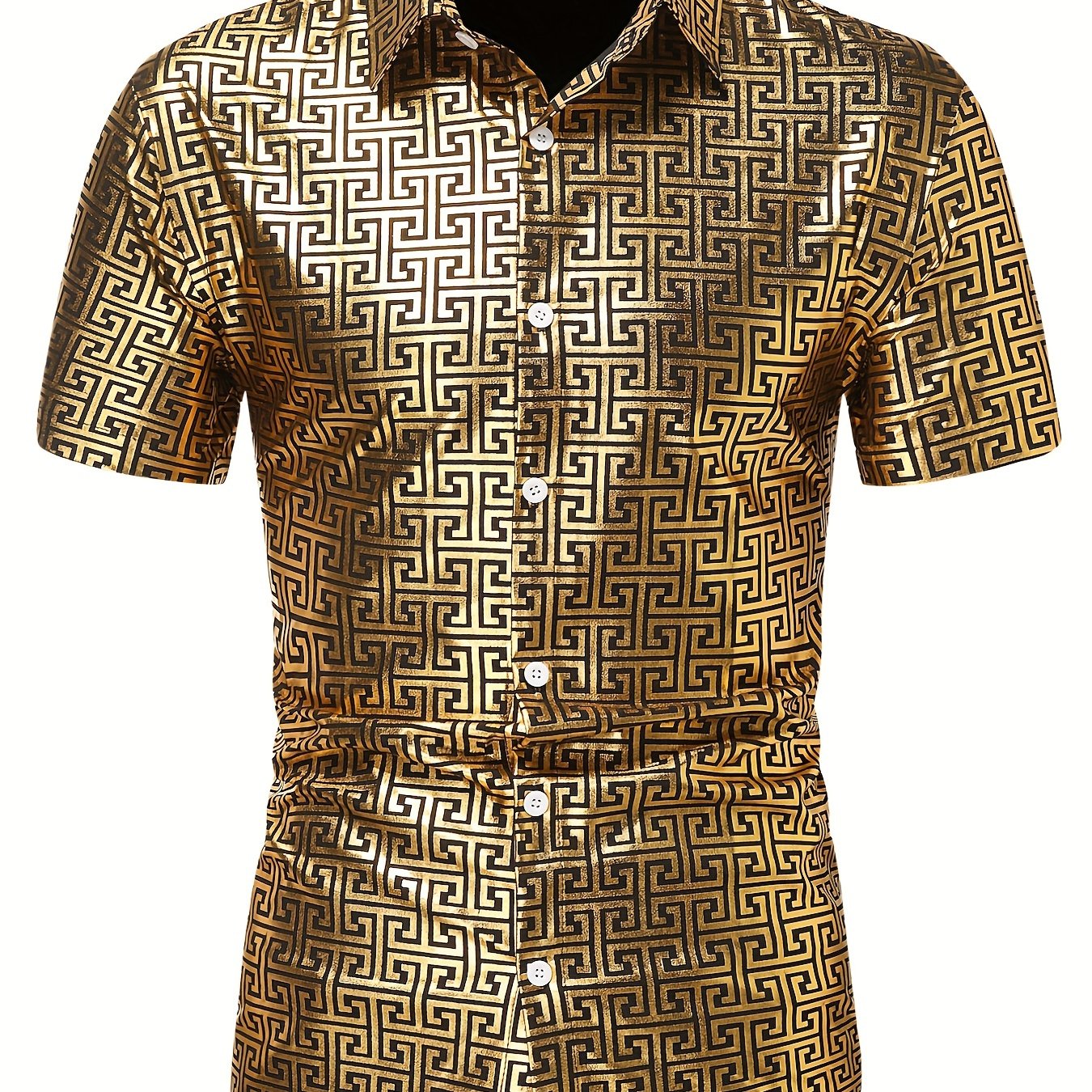 Geometric Print Men's Casual Short Sleeve Shirt