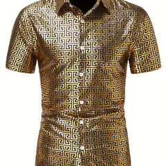 Geometric Print Men's Casual Short Sleeve Shirt