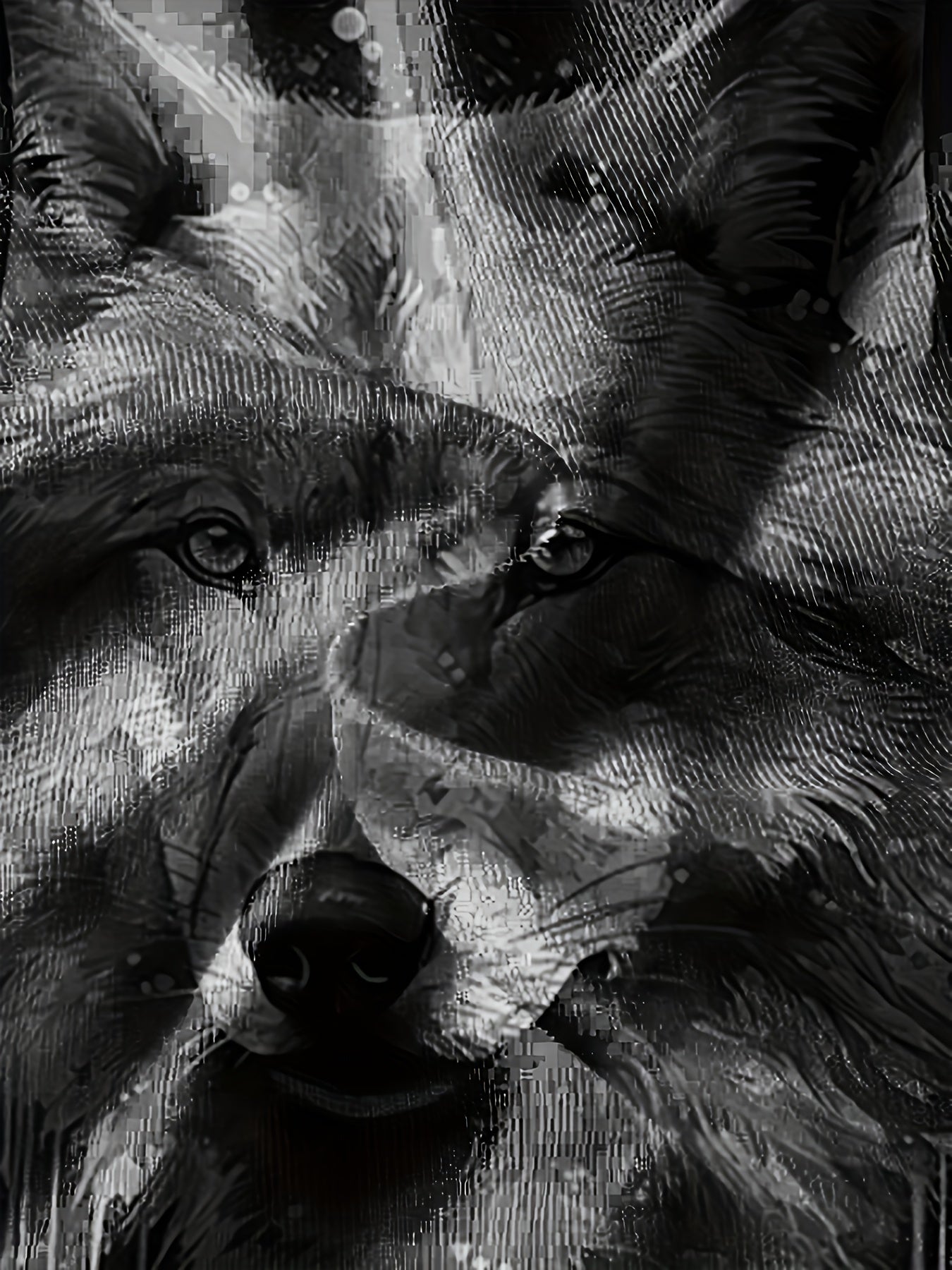 Wolf Portrait Print Tee Boys Round Neck Short Sleeve T shirt