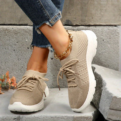 Women's Breathable Mesh Sneakers Casual Lace Up Outdoor Shoes Lightweight