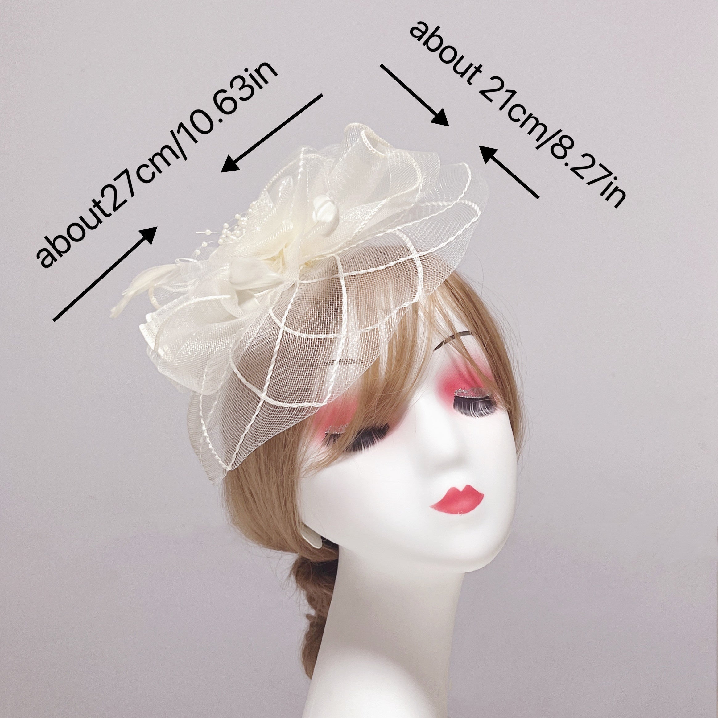 Mesh Flower Feather Headband Tea Party Hair Accessory