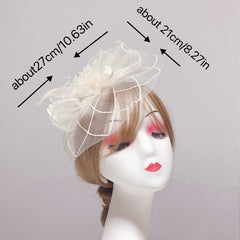 Mesh Flower Feather Headband Tea Party Hair Accessory