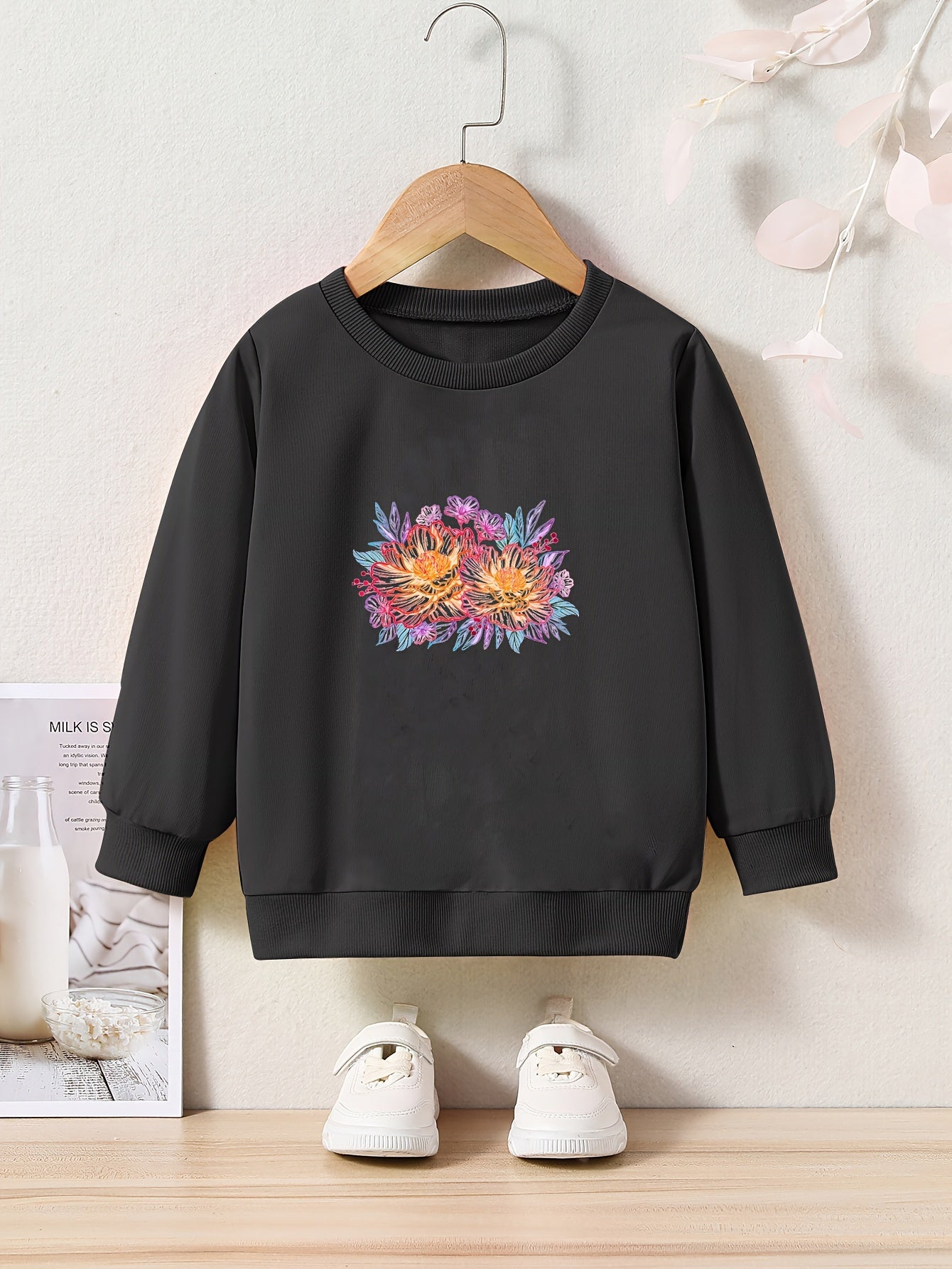 OERYUI Kids Flower Graphic Sweatshirt Comfy Pullover Christmas Gift