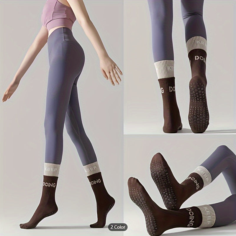 4 Pairs Non Slip Skid Socks Anti Slip Grip Socks For Women Pilate Barre Workout