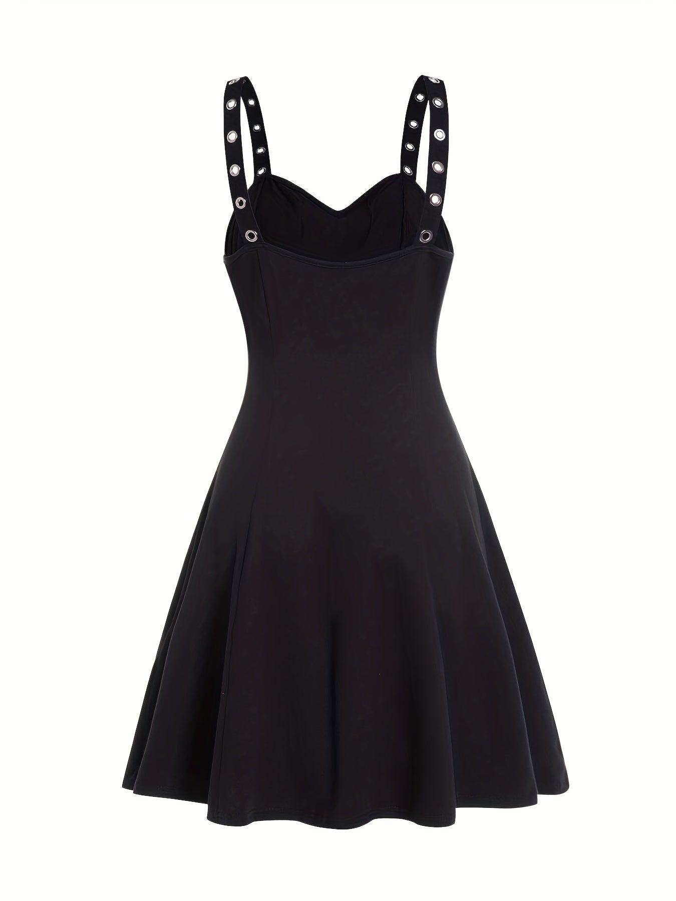 Solid Chain Dress Gothic Vintage V Neck Suspender Dress