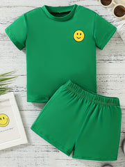 Toddler Smile Print Tee Top Shorts Set