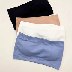 4pcs Solid Bandeau Bras Stretch Wireless Bra Women's Lingerie