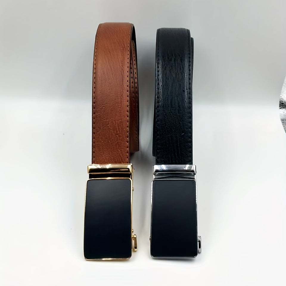 Men's Casual Auto Buckle PU Leather Business Belt Classic
