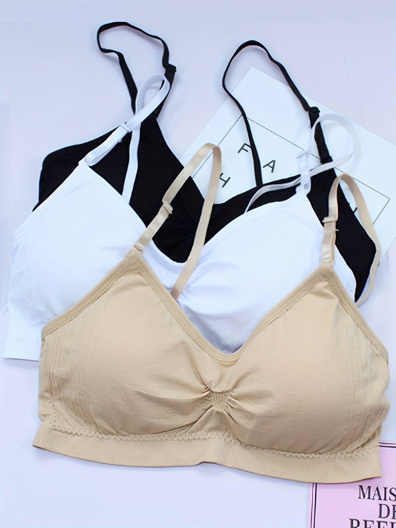 3pcs Seamless Wireless Bras Comfy & Breathable Intimates Bra Women's Lingerie