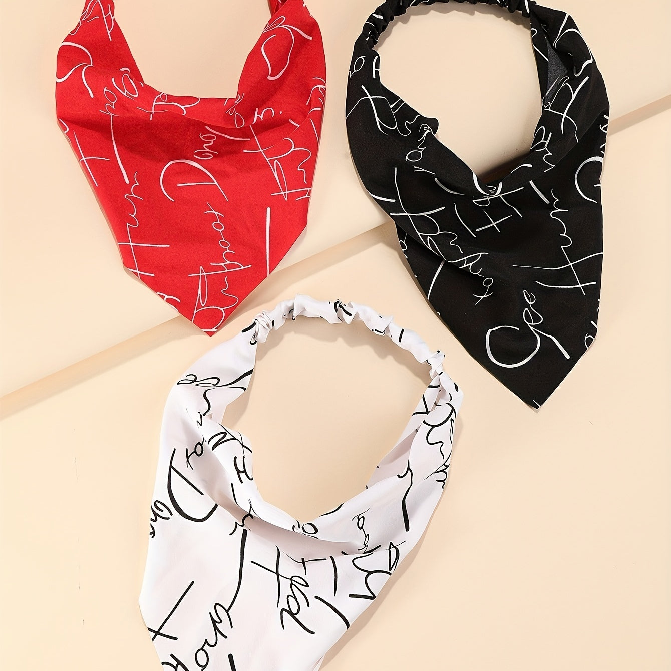 Graffiti Print Head Scarf Hip Hop Triangle Bandanas Elastic Headwrap