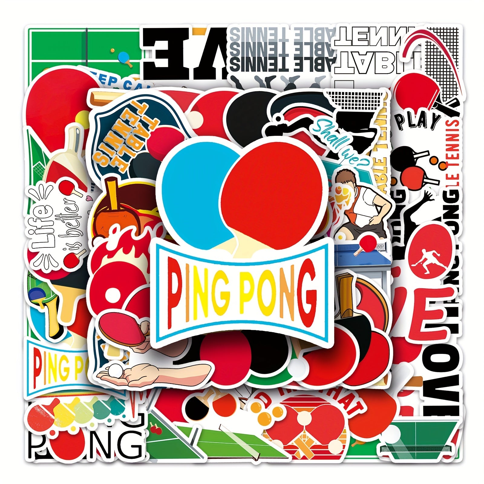 50pcs Table Tennis Graffiti Stickers Waterproof DIY Stickers