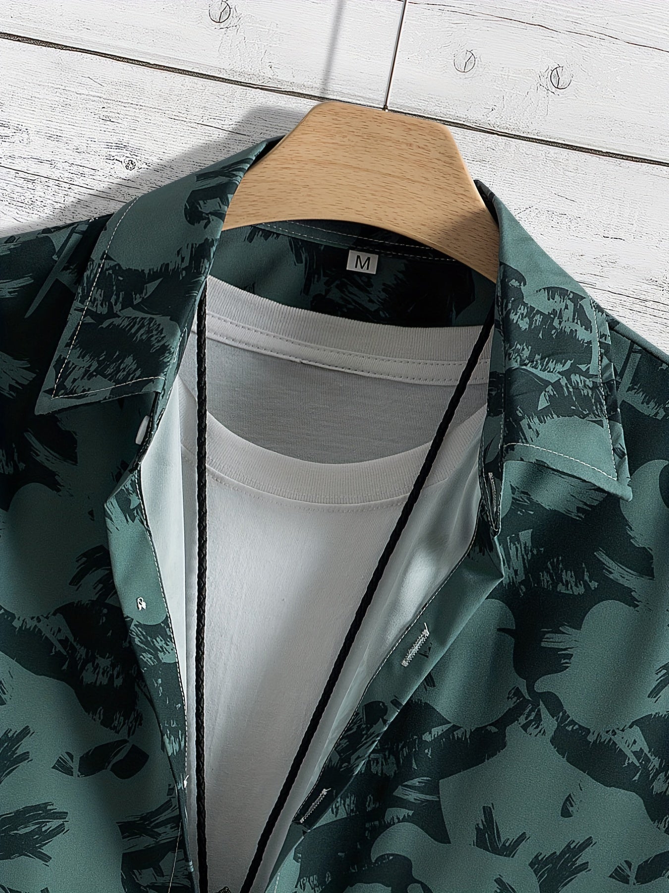 Flower Silhouette Pattern Men's Short Sleeve Hawaiian Shirt