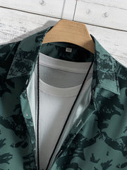 Flower Silhouette Pattern Men's Short Sleeve Hawaiian Shirt