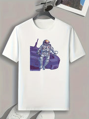 Men's Slim Fit Spaceman Print T-shirt for Spring Summer