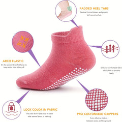 12 Pairs Non Slip Socks With Grippers Ankle Style for Kids