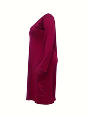 Casual Dress Women's Plus Solid Ripped Long Sleeve
