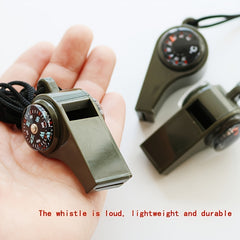 3-in-1 Emergency Whistle Compass Thermometer High Decibel Keychain Whistle