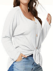 Waffle Knit Long Sleeve Cardigan