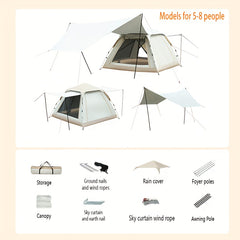 Durable 2 in 1 Canopy and Tent - Waterproof and Portable - Fits 3-8 Persons
