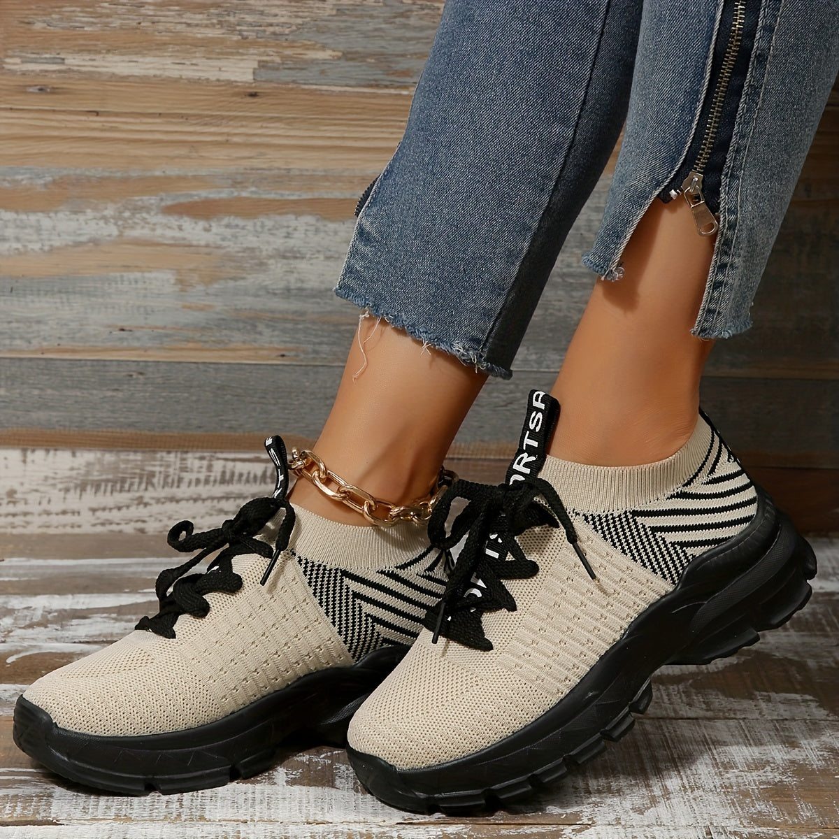 Women's Shockproof Running Shoes Lightweight Breathable Woven Sneakers