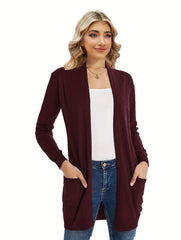 Solid Color Long Sleeve Cardigan for Women