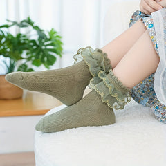 5 Pairs Girls Cotton Lace Ruffled Socks Kids Children's Short Socks