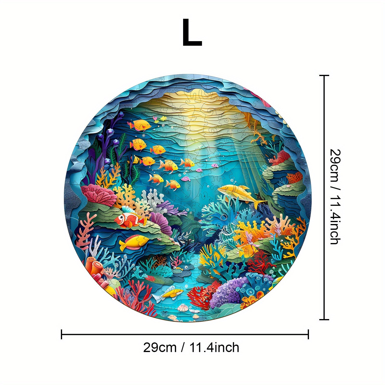 Sea World Wooden Jigsaw Puzzle Animal Shapes Underwater Scene Coral Reefs Fish