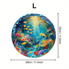 Sea World Wooden Jigsaw Puzzle Animal Shapes Underwater Scene Coral Reefs Fish