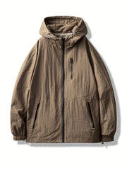 Men's Lightweight Hooded Windbreaker Jacket Zip Up Coat