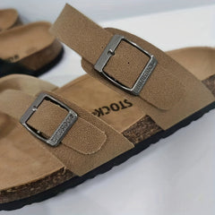 Women's Flat Slide Sandals Comfortable Open Toe Buckle Strap Shoes