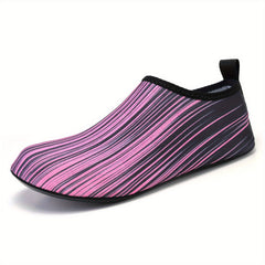 Unisex Stripe Slip On Water Socks Quick Drying Beach Barefoot Shoes
