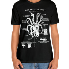 Men's Octopus Print Short Sleeve T-Shirt Casual Comfy Stretch Crew Neck Tee