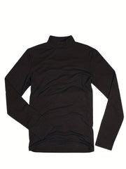 High Turtleneck Pullover Top Long Sleeves Stretch Warm Shirt Women