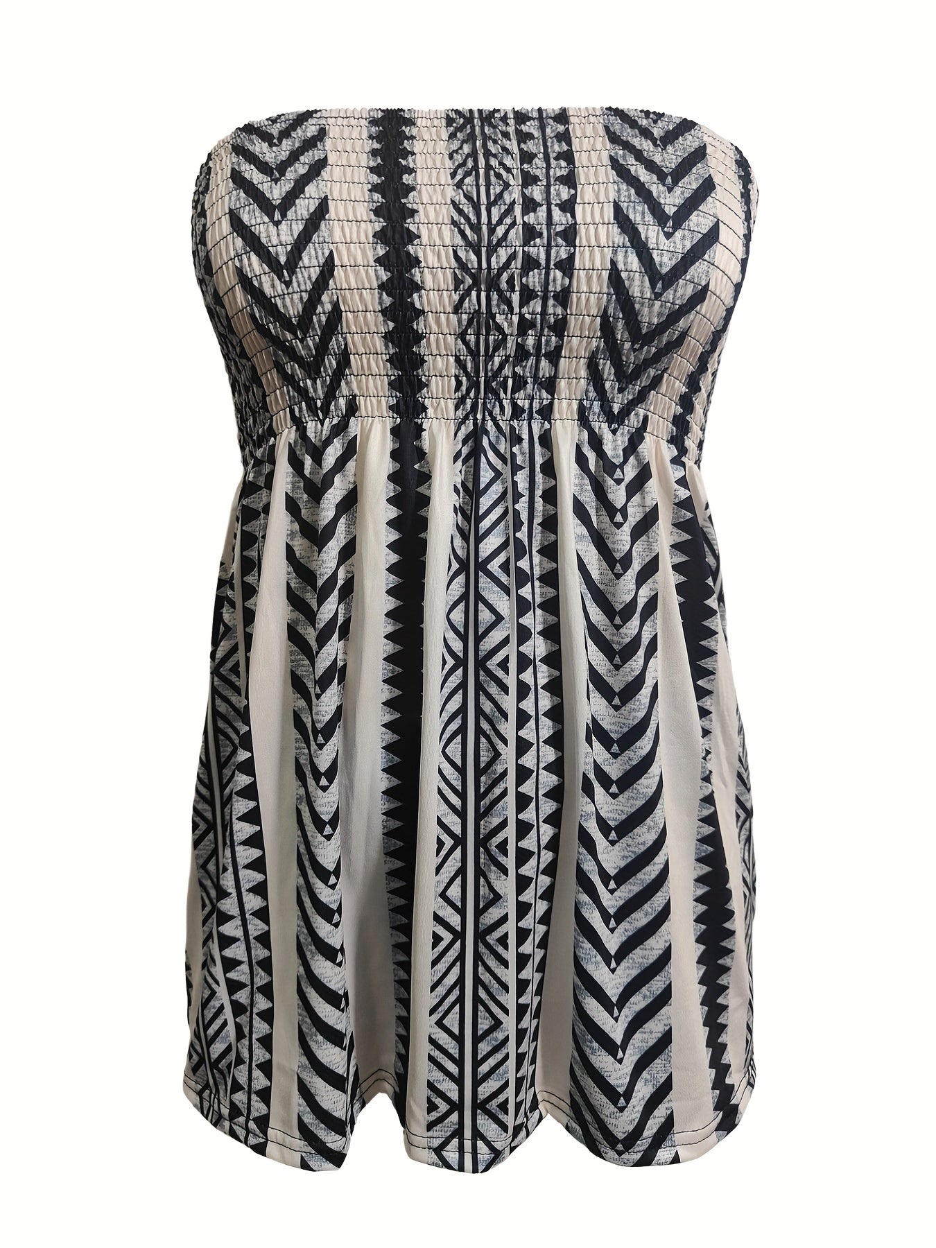 Geometric Print Tube Top Sleeveless Casual Summer Top