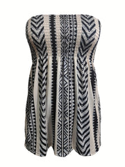 Geometric Print Tube Top Sleeveless Casual Summer Top