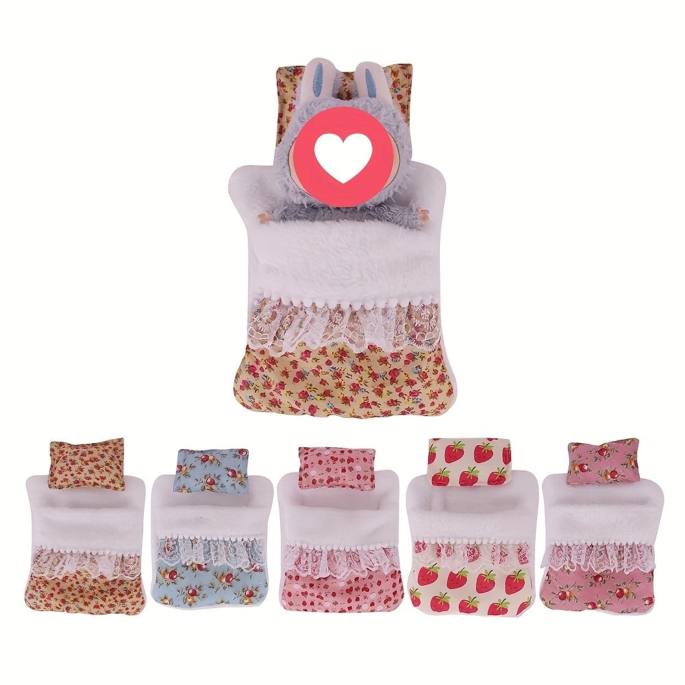 2pcs Dollhouse Sleeping Bag Set with Fabric Bags and Pillows