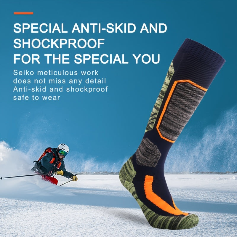 Men's Thermal Ski Socks - Stay Warm & Shockproof for Winter Outdoors