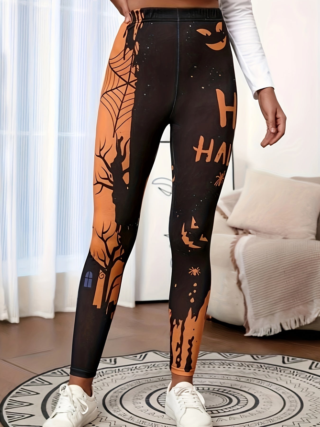 Halloween Casual Leggings Women's Plus Graphic Print Skinny Leggings