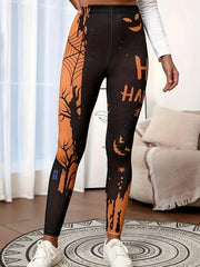 Halloween Casual Leggings Women's Plus Graphic Print Skinny Leggings