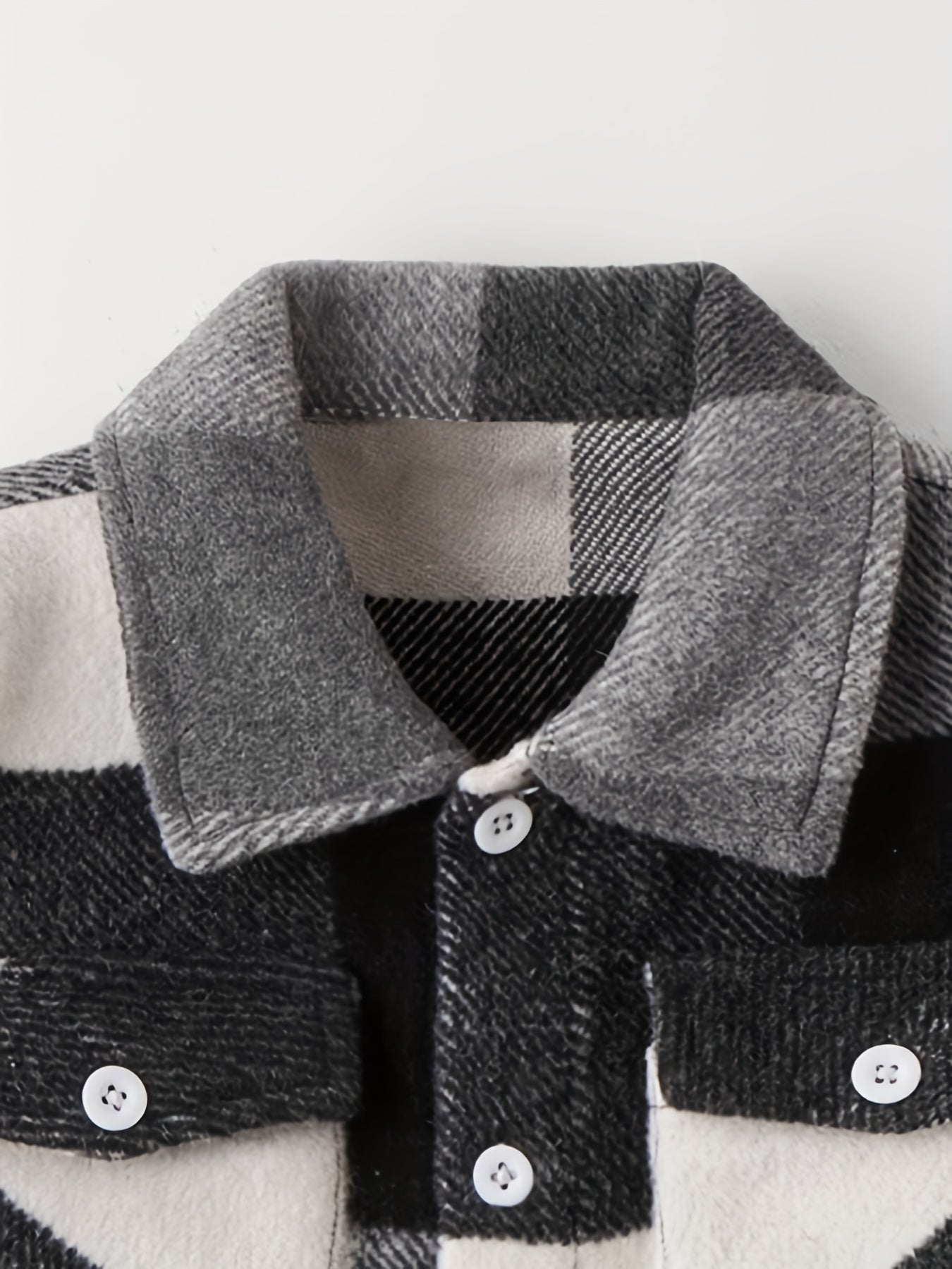 Girls Fleece Jacket Plaid Button Collar Shirt
